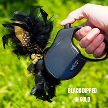 Load image into Gallery viewer, Black Dipped in Gold Leash and Harness Set
