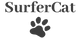 Logo of 'SurferCat' with a paw print on a white background